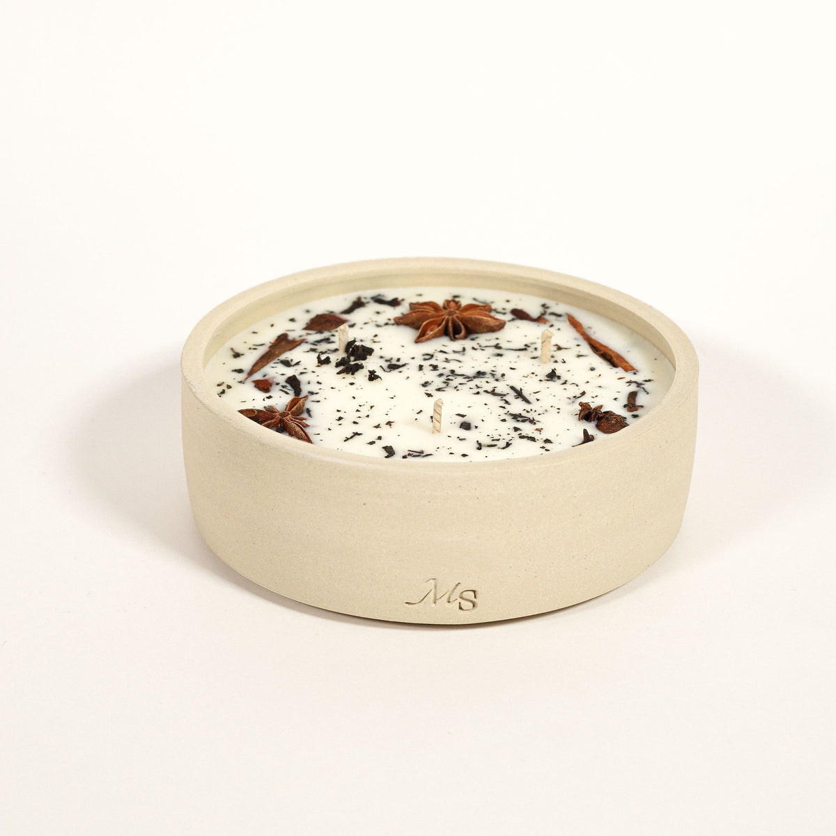 Blomsterlys i voks Thè et pain d`epices 300gram - Krydderduft av te og pepperkaker